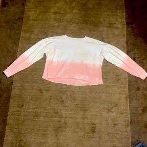 American Eagle Pink And White Ombré Cropped Long Sleeve Size Small